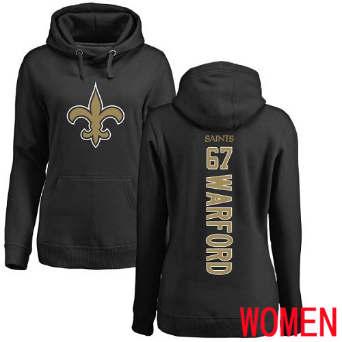 New Orleans Saints Black Women Larry Warford Backer NFL Football #67 Pullover Hoodie Sweatshirts->nfl t-shirts->Sports Accessory
